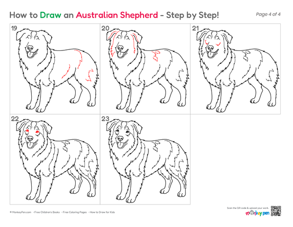 How to Draw an Australian Shepherd – Step-by-Step Dog Drawing for Kids