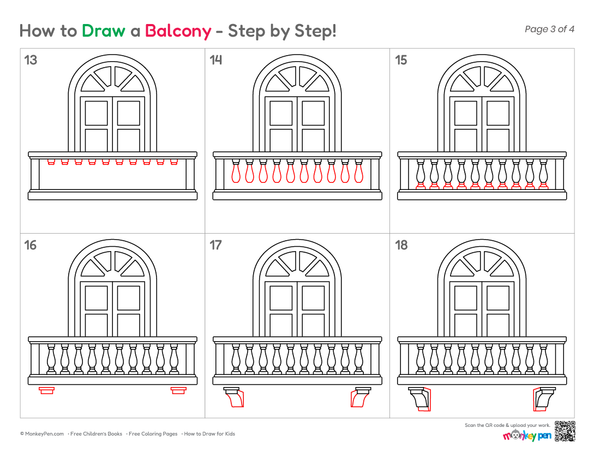How to Draw a Balcony – Easy Step-by-Step House Drawing for Kids