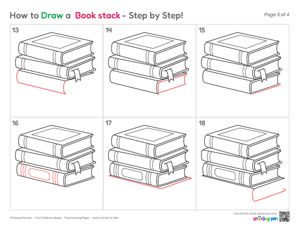 Cute book stack illustration for kids