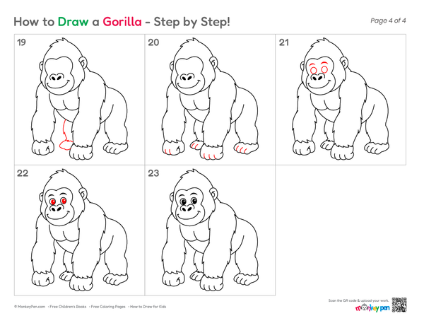 Easy gorilla illustration for kids