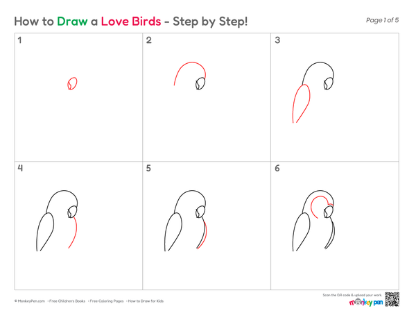How to Draw Love Birds – Easy Step-by-Step Bird Drawing for Kids