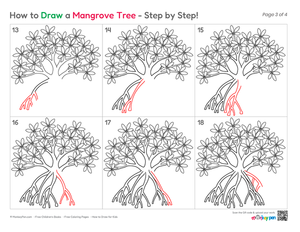 How to Draw a Mangrove Tree – Step-by-Step Nature Drawing for Kids
