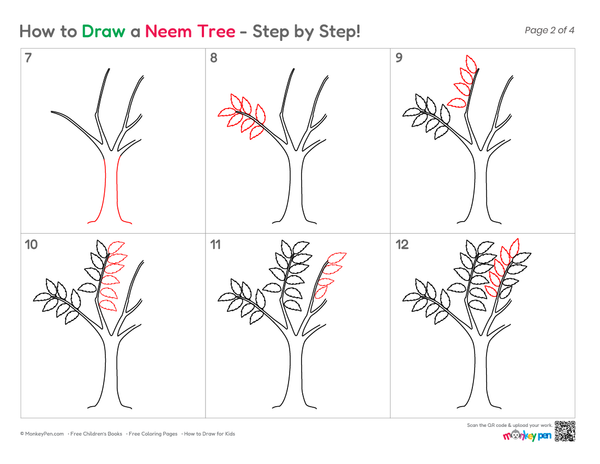 How to Draw a Neem Tree – Simple Step-by-Step Tree Drawing for Kids