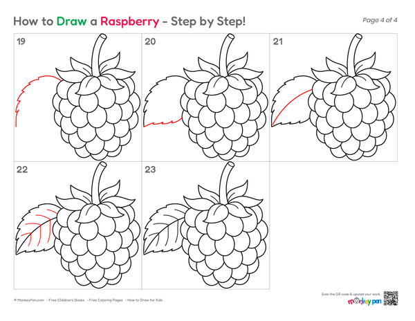 How to Draw a Raspberry – Simple Step-by-Step Fruit Drawing for Kids
