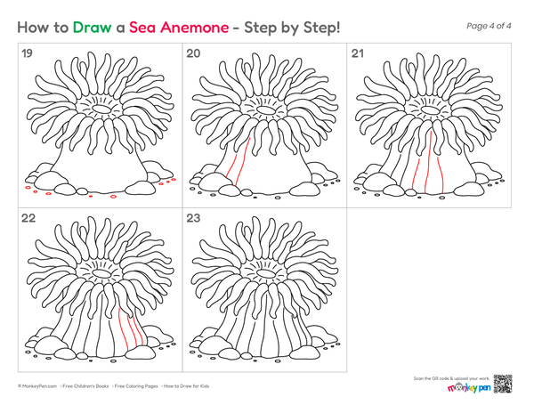 How to Draw a Sea Anemone – Easy Step-by-Step Ocean Creature Drawing for Kids