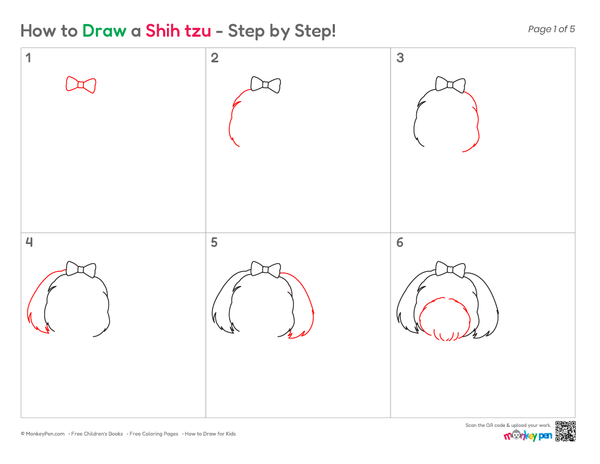 Complete Shih Tzu drawing tutorial for kids, students, teachers, and beginner artists.