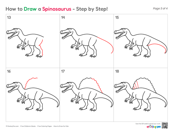 How to Draw a Spinosaurus – Step-by-Step Dinosaur Drawing for Kids