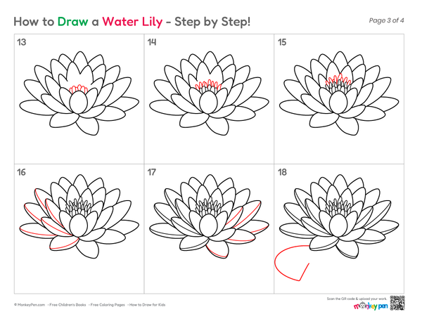How to Draw a Water Lily – Easy Step-by-Step Flower Drawing for Kids
