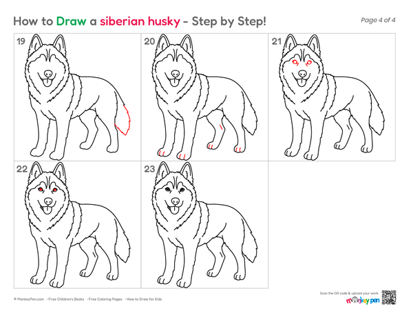 How to Draw a Siberian Husky – Step-by-Step Dog Drawing for Kids