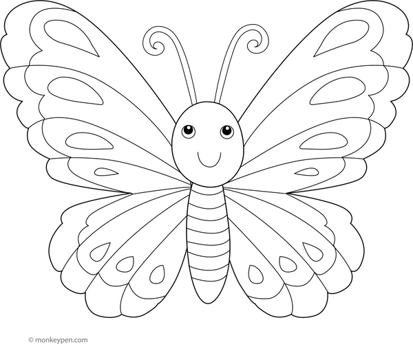 Cartoon Butterfly Coloring Page