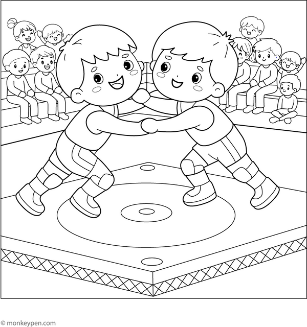 Wrestling Coloring Page