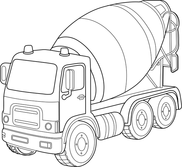 Cement Truck Concrete Mixer coloring page – transportation-themed printable for kids