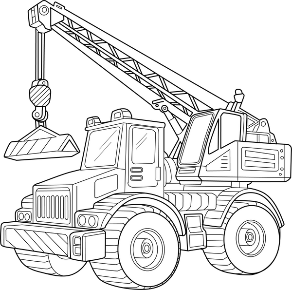 Crane Truck coloring page – transportation-themed printable for kids