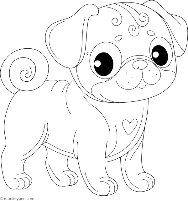 Pug coloring page – free printable for kids to color and enjoy