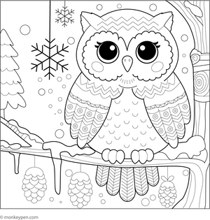 Winter Owl coloring page – free printable for kids to color and enjoy