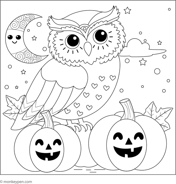 Owl Coloring Book - Instant Download