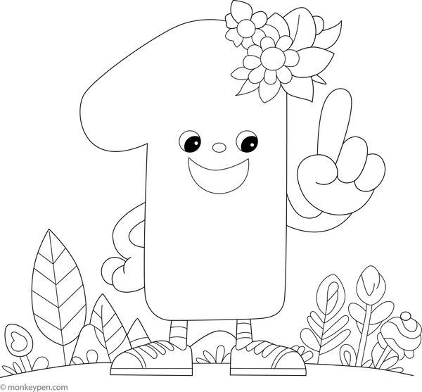 Number 1 coloring page – free printable for kids to color and enjoy