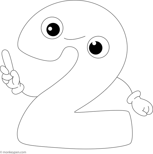 Number 2 coloring page – free printable for kids to color and enjoy