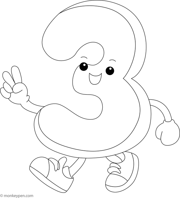 Number 3 coloring page – free printable for kids to color and enjoy