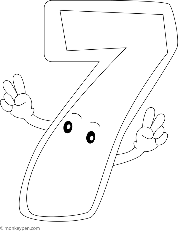 Number 7 coloring page – free printable for kids to color and enjoy