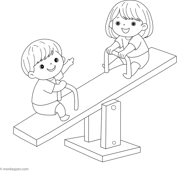 Seesaw coloring page – free printable for kids to color and enjoy