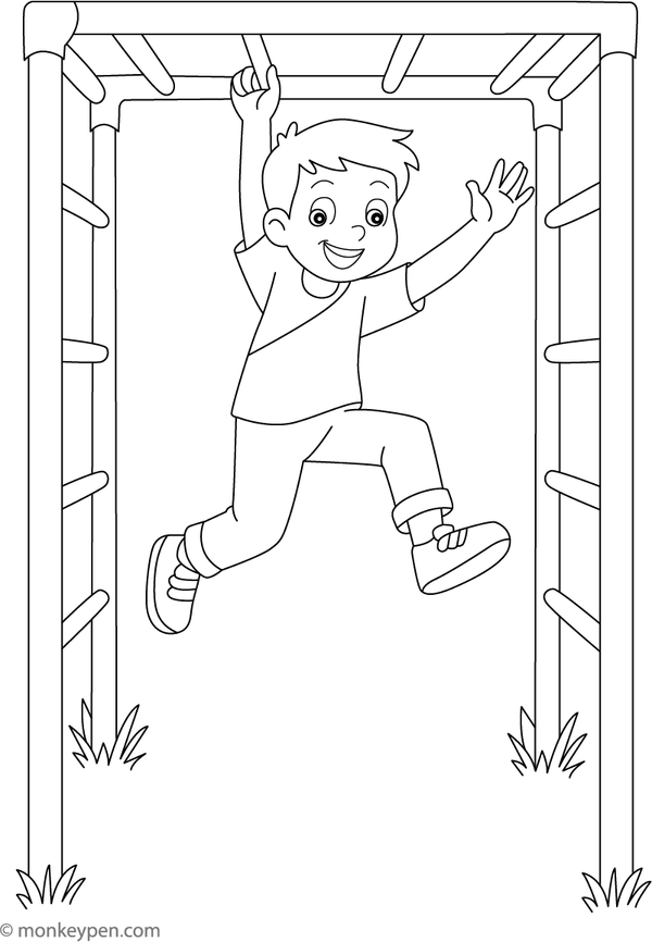 Monkey Bar Coloring Page for Children