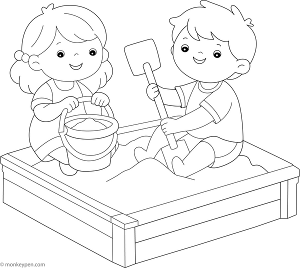 Sandbox coloring page – free printable for kids to color and enjoy