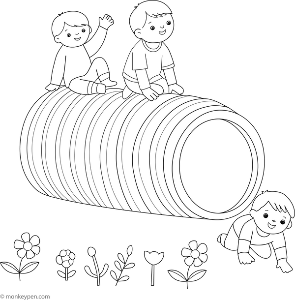 Play Tunnel coloring page – free printable for kids to color and enjoy