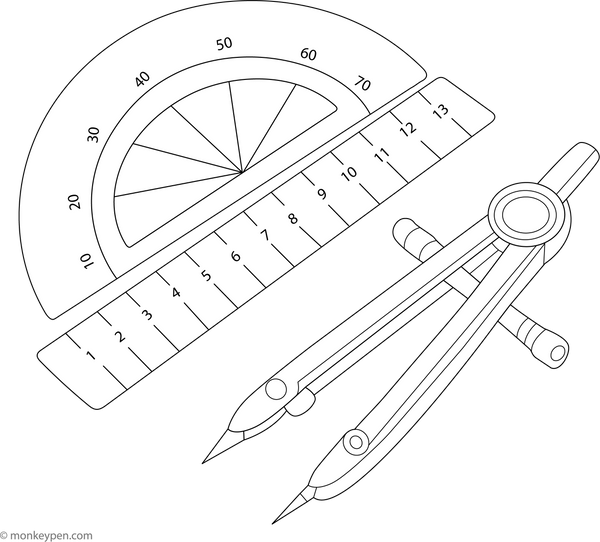 Geometry Set coloring page – free printable for kids to color and enjoy