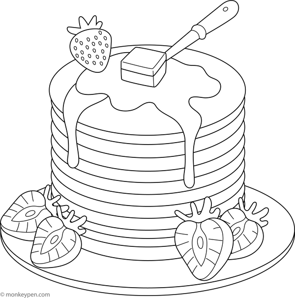 Pancake coloring page – free printable for kids to color and enjoy