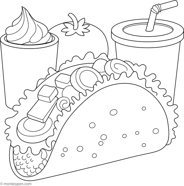 Free Food Items Coloring Book Printable Format