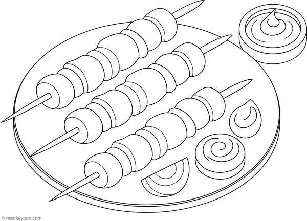 Kabab coloring page – free printable for kids to color and enjoy