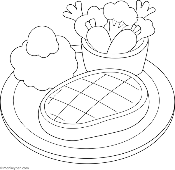 Steak coloring page – free printable for kids to color and enjoy