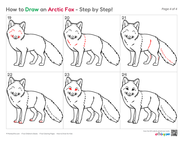 How to Draw an Arctic Fox – Easy Step-by-Step Animal Drawing for Kids