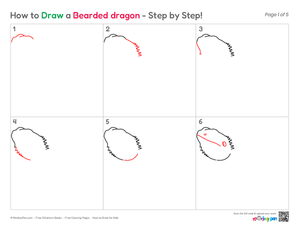 How to Draw a Bearded Dragon – Easy Step-by-Step Lizard Drawing for Kids