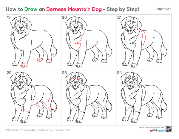How to Draw a Simple Bernese Mountain Dog – Easy Step-by-Step Dog Drawing for Kids