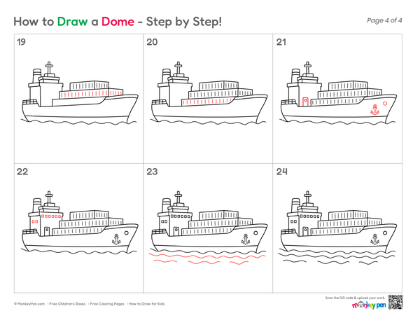 How to Draw a Cargo Ship – Simple Step-by-Step Ship Drawing for Kids