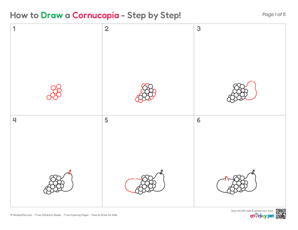 How to Draw a Cornucopia – Step-by-Step Harvest Drawing for Kids