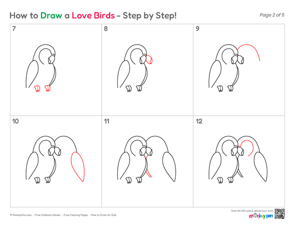 How to Draw Love Birds – Easy Step-by-Step Bird Drawing for Kids
