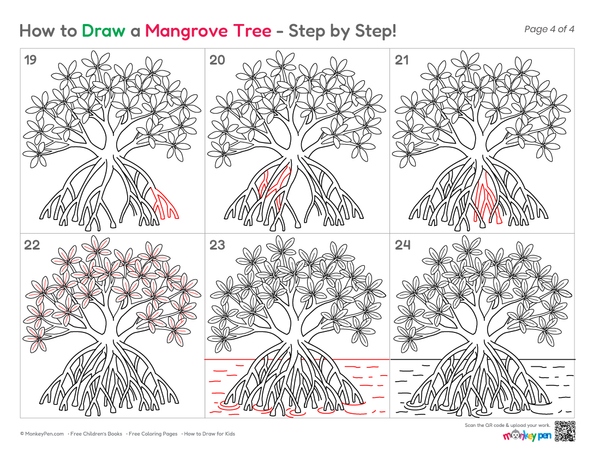 How to Draw a Mangrove Tree – Step-by-Step Nature Drawing for Kids