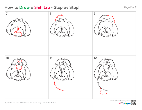 Easy Shih Tzu drawing lesson with expressive eyes, fluffy ears, and clean line art.