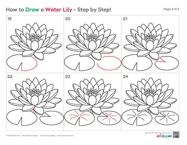 How to Draw a Water Lily – Easy Step-by-Step Flower Drawing for Kids