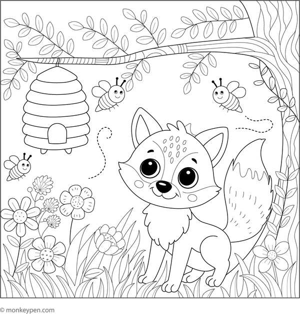 Free Printable Fox Coloring Book PDF