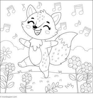 Dancing Fox coloring page – free printable for kids to color and enjoy