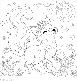 Magical Fox coloring page – free printable for kids to color and enjoy