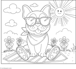 French Bulldog with Sunglasses coloring page – free printable for kids to color and enjoy