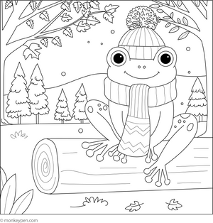 Frog Wearing a Scarf coloring page – free printable for kids to color and enjoy