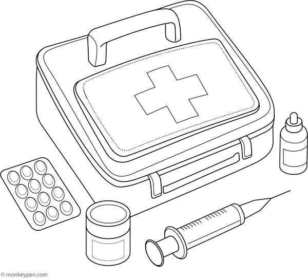 First Aid Box Coloring Page