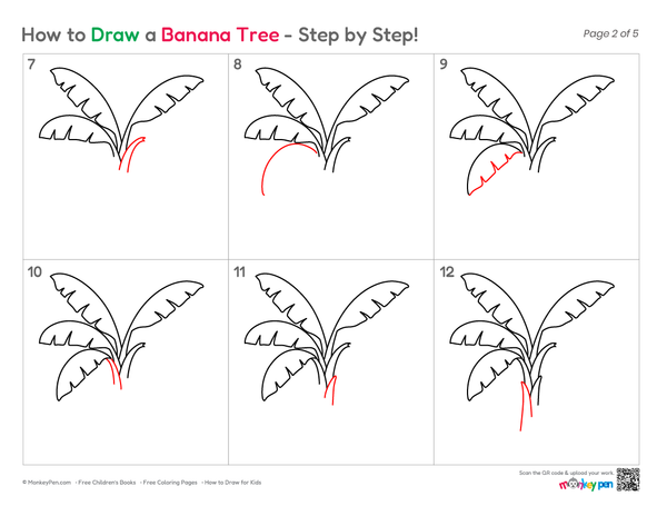How to Draw a Banana Tree – Simple Step-by-Step Tree Drawing for Kids