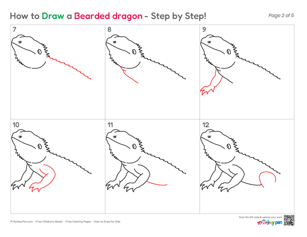 How to Draw a Bearded Dragon – Easy Step-by-Step Lizard Drawing for Kids
